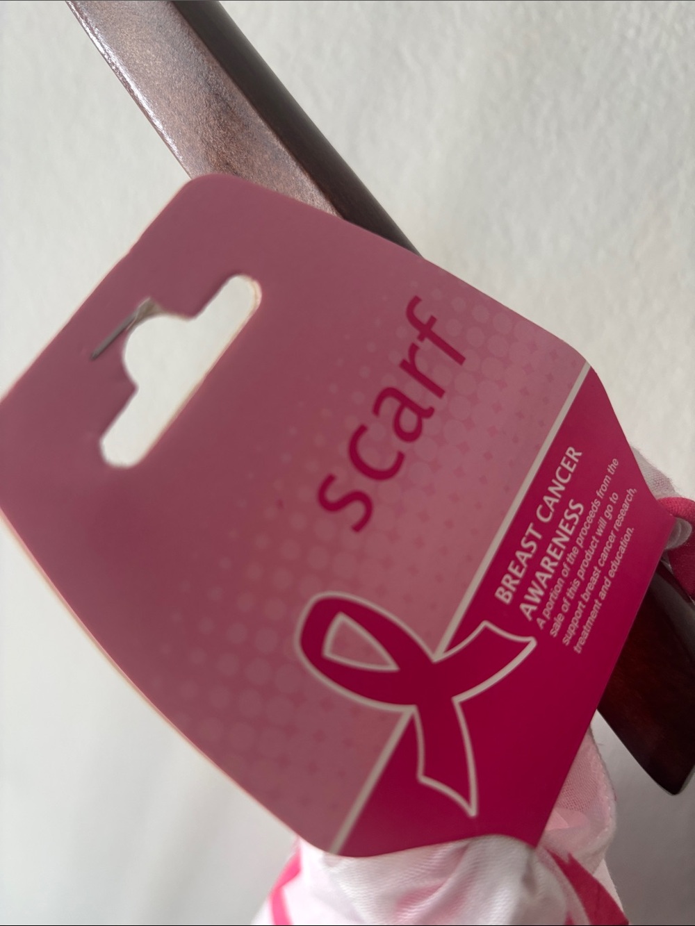 Cancer Pink Ribbon Print Scarf - Picture 2 of 4